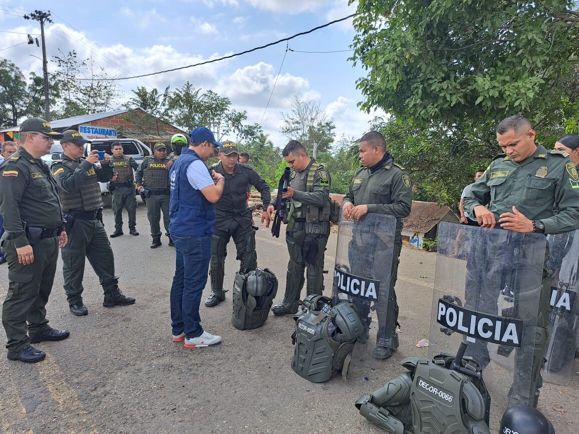 Fuerza pública estuvo presente en la manifestación.
