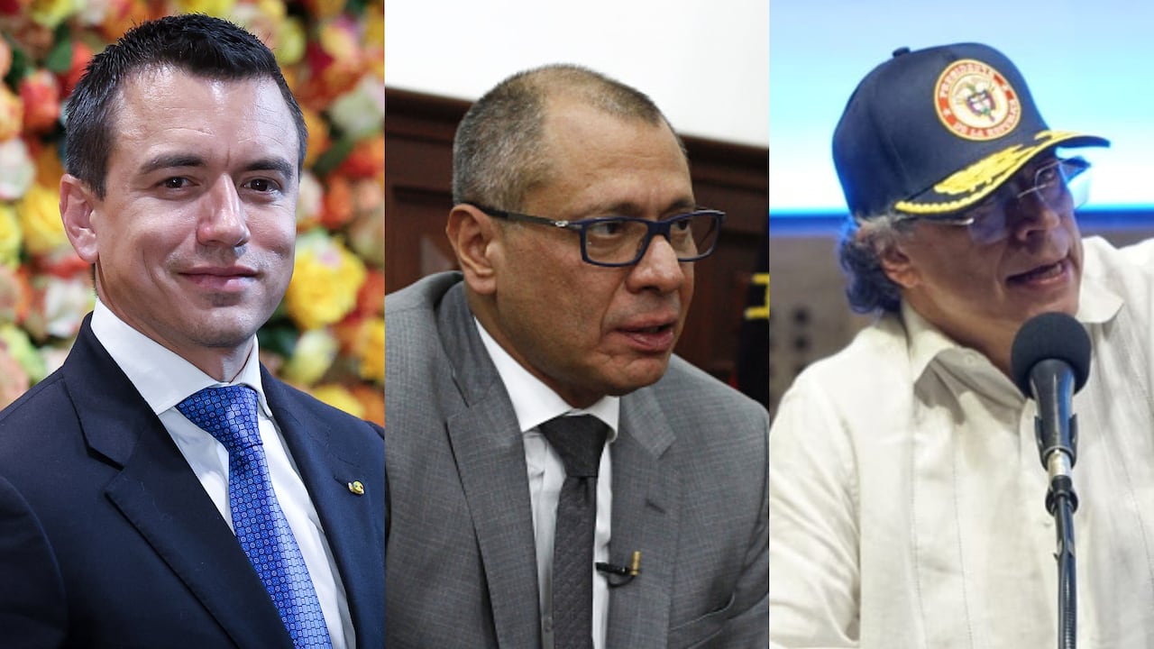 Daniel Noboa, Jorge Glas y Gustavo Petro.