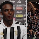Jhon Lucumí (izq.) el nuevo refuerzo de la Juventus, que con sus palabras causó una buena impresión en la hinchada del club (der).