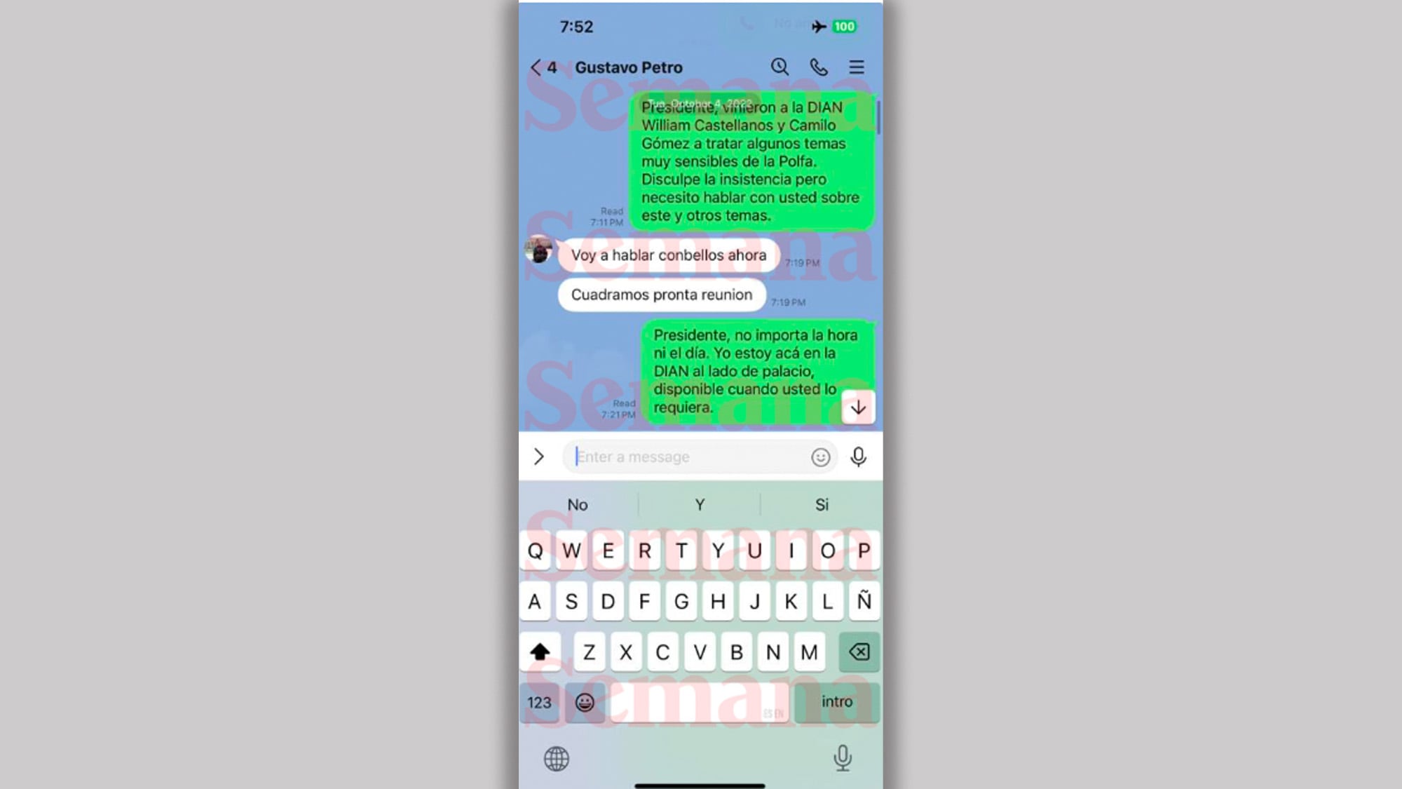 Presidente Gustavo Petro, chat.