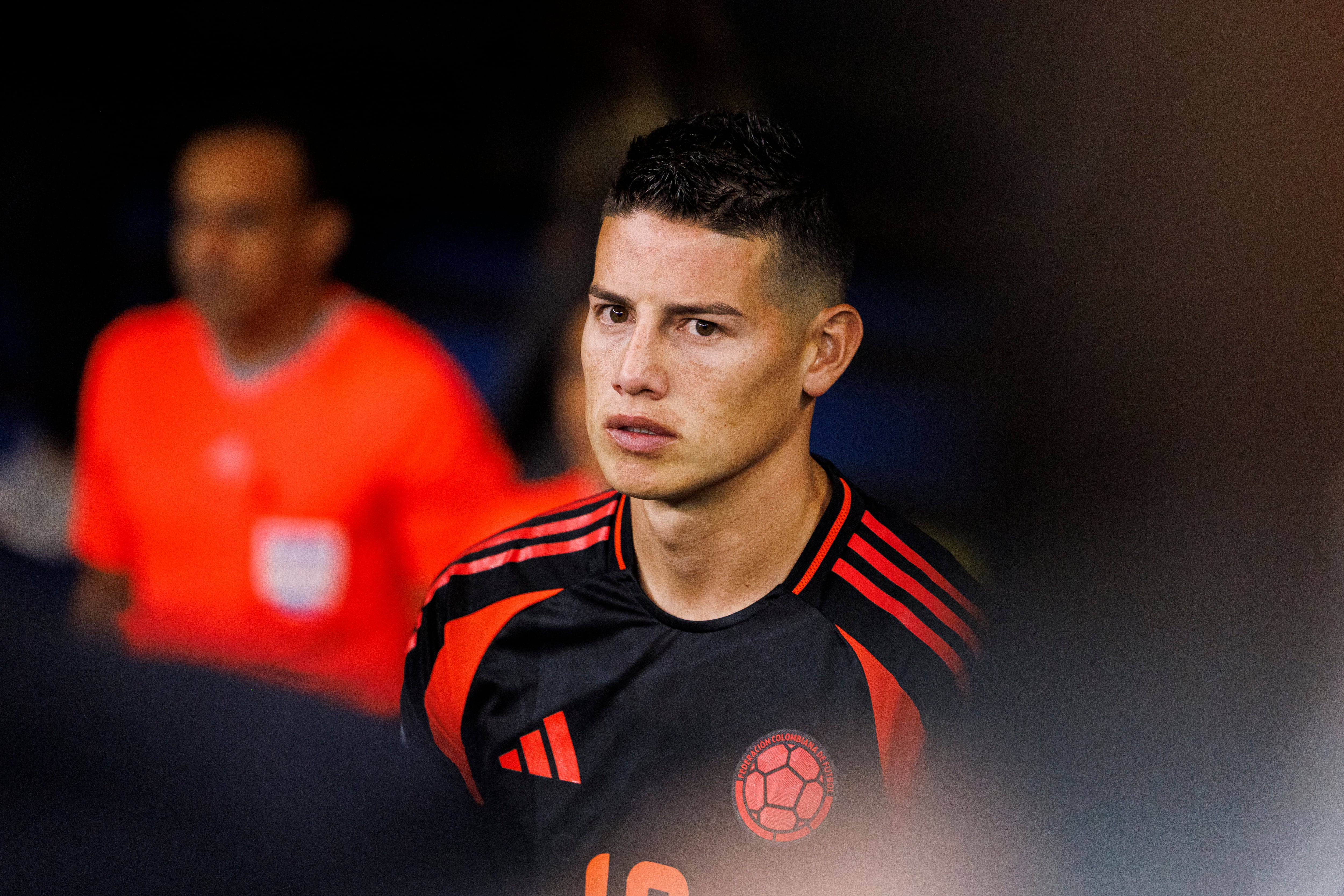BRASILIA, BRAZIL - MARCH 20: James Rodríguez of Colombia getting into the field prior to the FIFA World Cup 2026 Qualifier match between Brazil and Colombia at Mane Garrincha Stadium on March 20, 2025 in Brasilia, Brazil. (Photo by Mauricio Duque/Eurasia Sport Images/Getty Images)