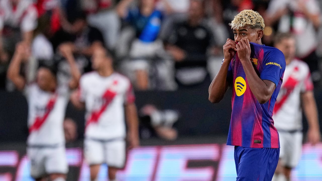 Lamine Yamal reacciona luego del gol del Rayo Vallecano contra Barcelona