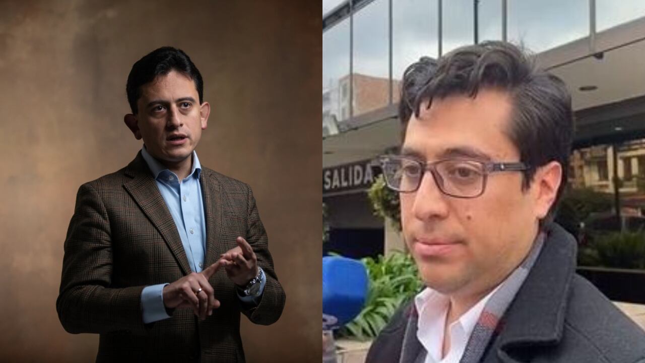 El exministro de Comercio, Luis Carlos Reyes, y su abogado, Sebastián Erazo.