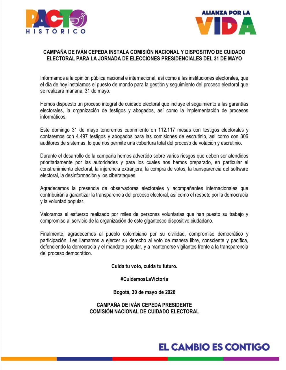 Comunicado Pacto Histórico