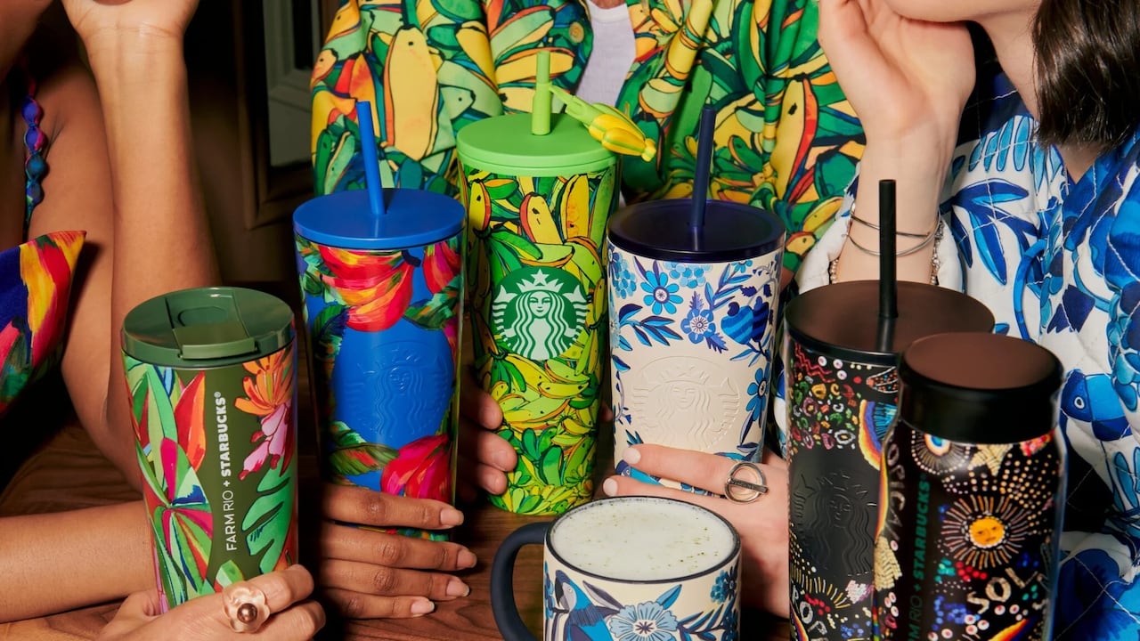 Starbucks y Farm Rio lanzan colección de vasos inspirada en la naturaleza brasileña