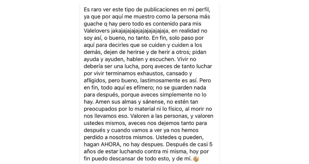 Adolescente dejó sentida carta en sus redes sociales antes de quitarse la vida.