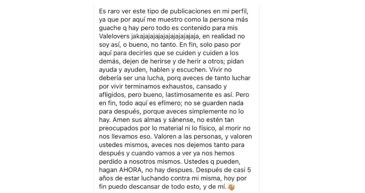 Adolescente dejó sentida carta en sus redes sociales antes de quitarse la vida.