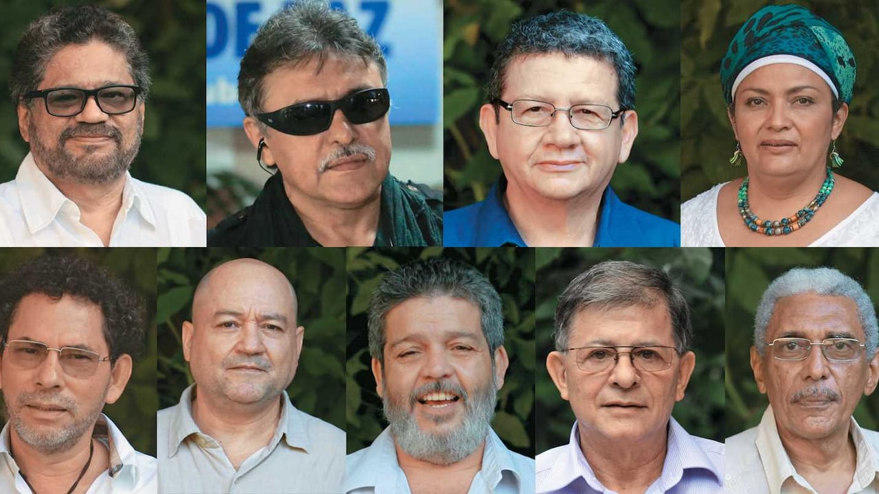 Iván Márquez, Jesús Santrich, Pablo Catatumbo, Victoria Sandino, Pastor Alape, Carlos Antonio Losada, Marcos Calarcá, Rodrigo Granda, Joaquín Gómez.