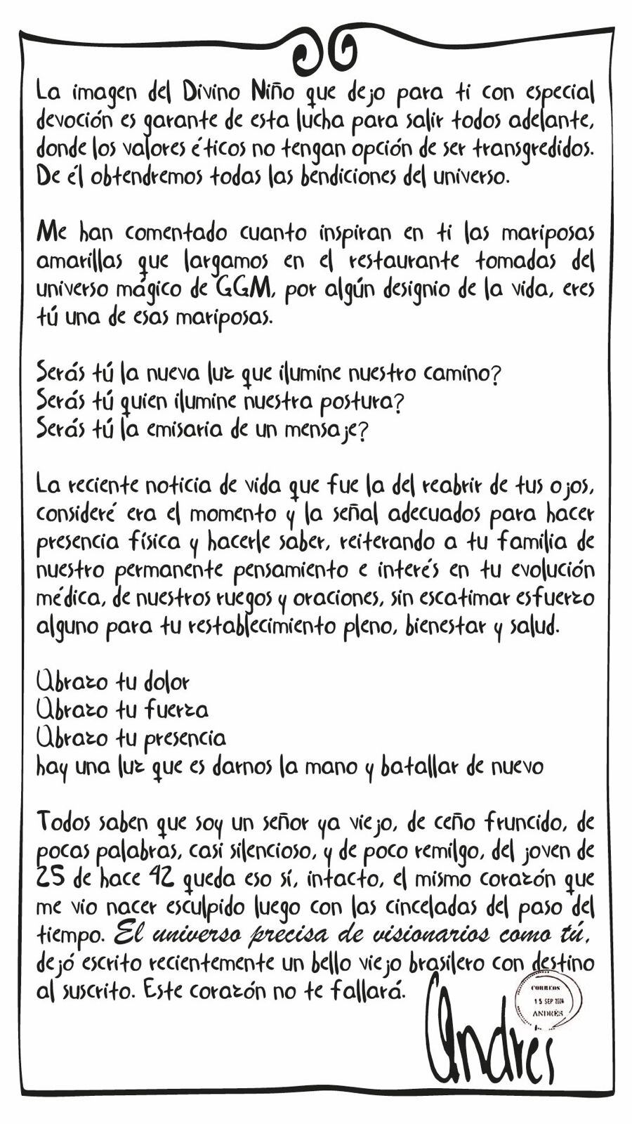 Carta de Andrés Jaramillo a Laura Daniela