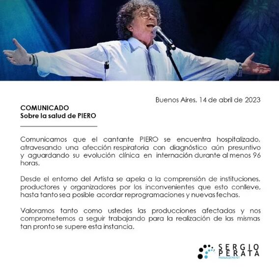 Comunicado Sergio Peralta.