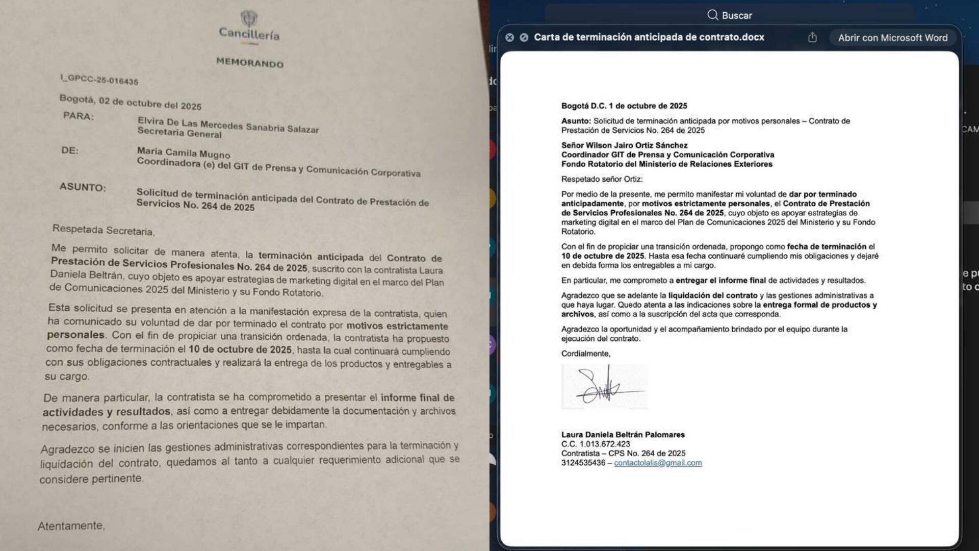 Documentos presentados por Lalis.