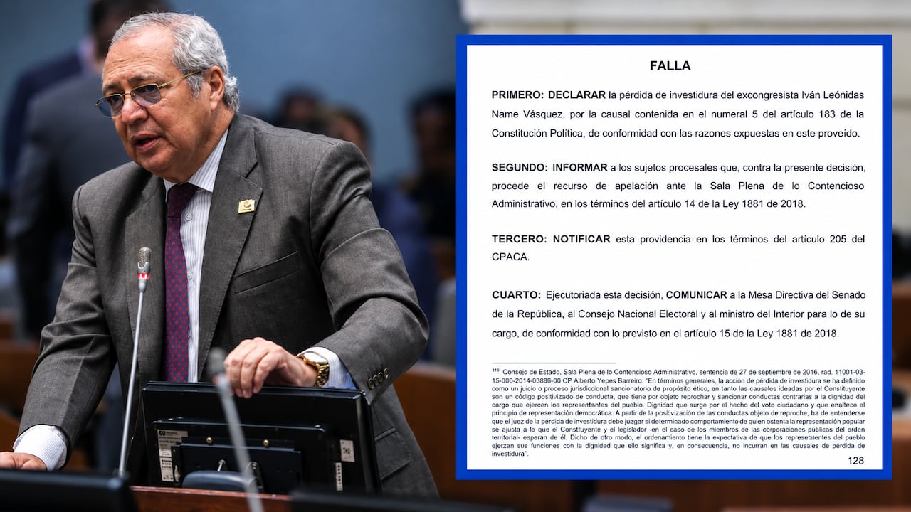 El Consejo de Estado decretó la pérdida de investidura para el exsenador Iván Name.