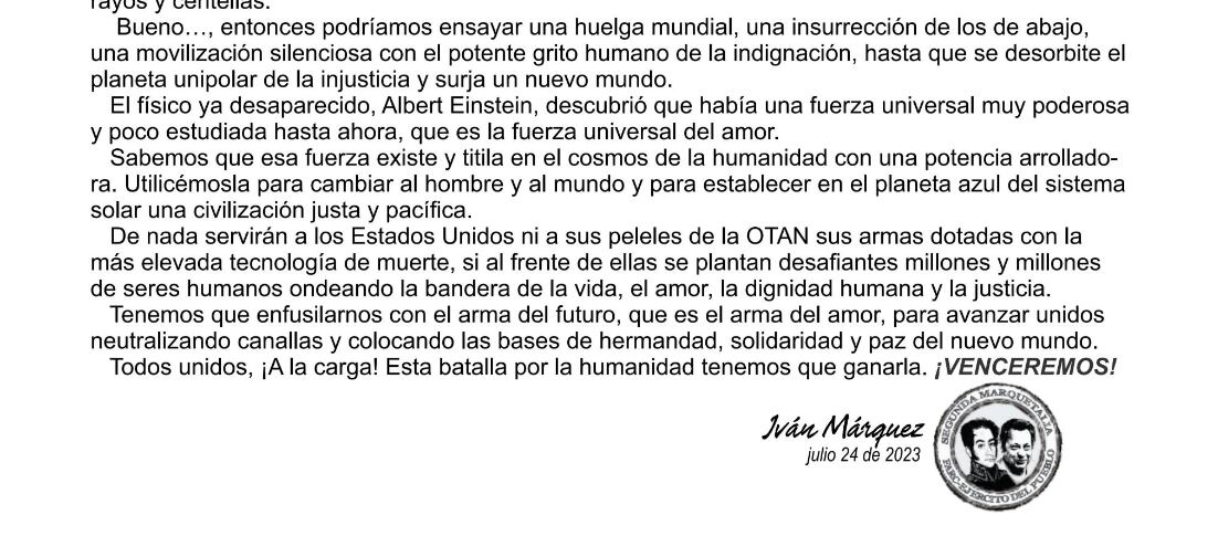 La publicación fue firmada por Iván Márquez.