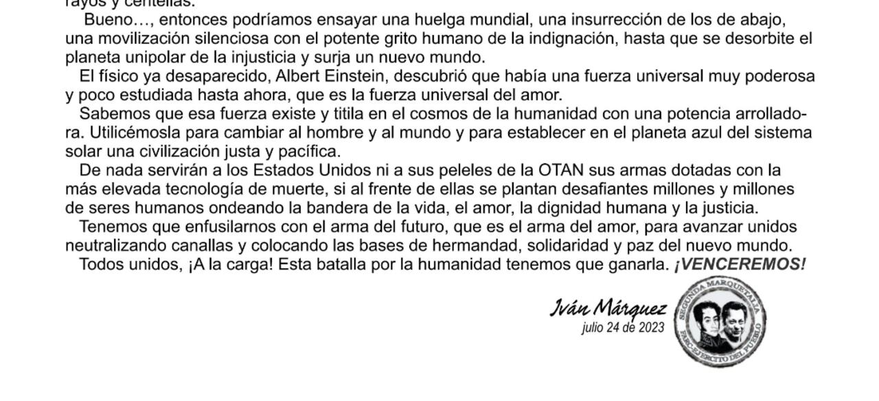 La publicación fue firmada por Iván Márquez.