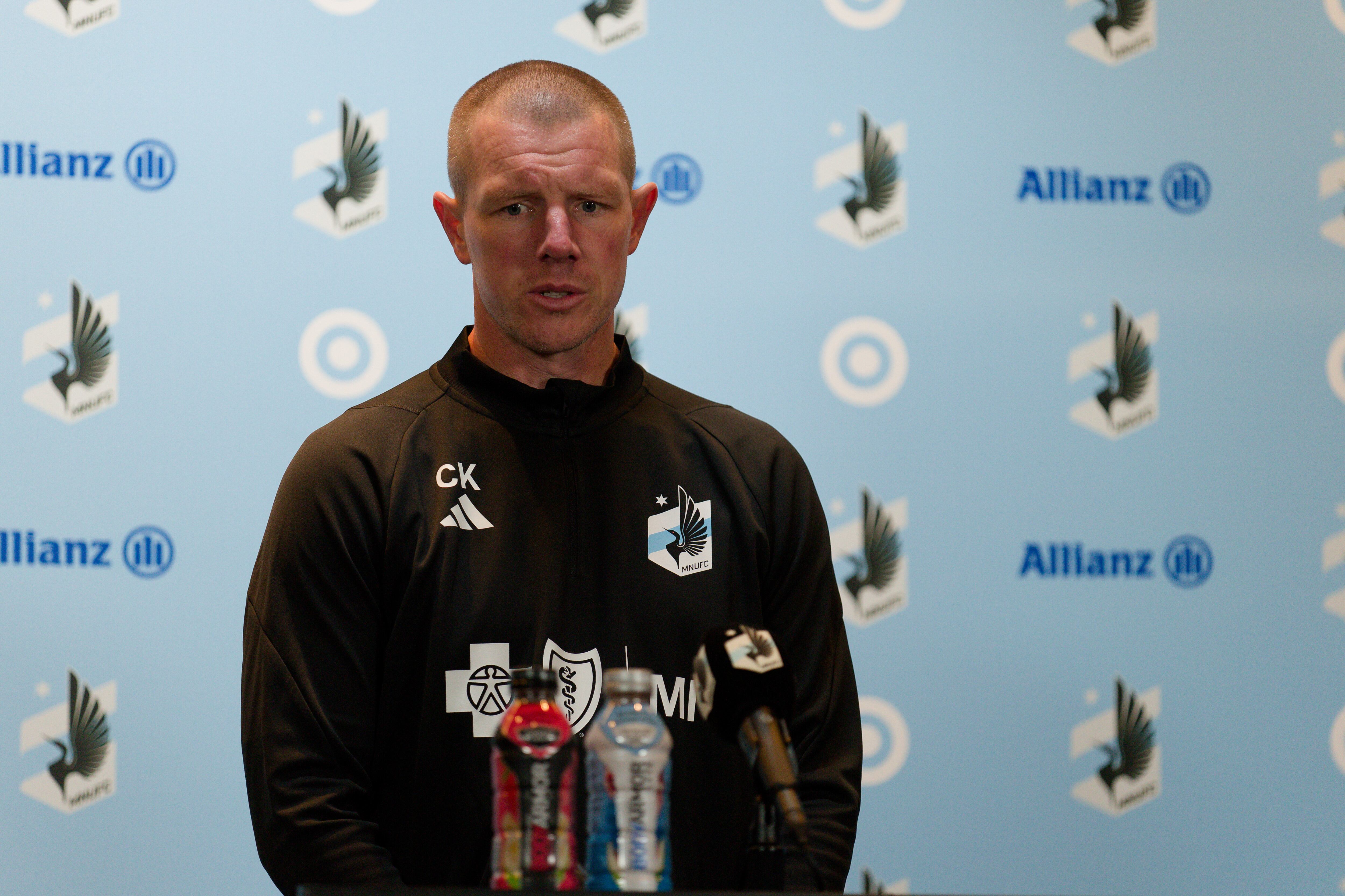 ST.PAUL, MN - MARCH 2: Head coach Cameron Knowles during a game between Columbus Crew and Minnesota United FC at Allianz Field on March 2, 2024 in St.Paul, Minnesota. (Photo by Jeremy Olson/ISI Photos/Getty Images)