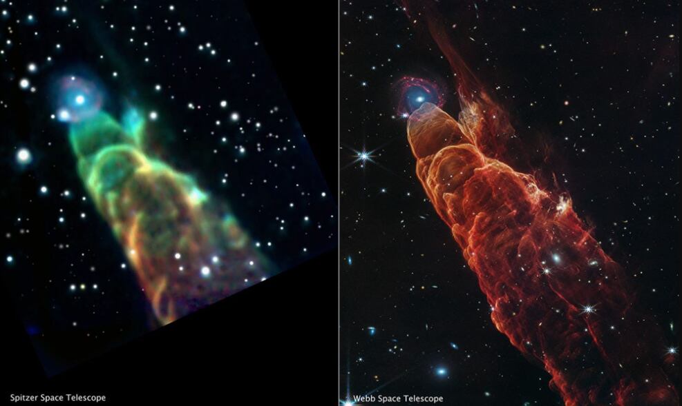 La nueva imagen del James Webb expone moléculas y granos de polvo en el “Tornado Cósmico”, ocultos para Spitzer.