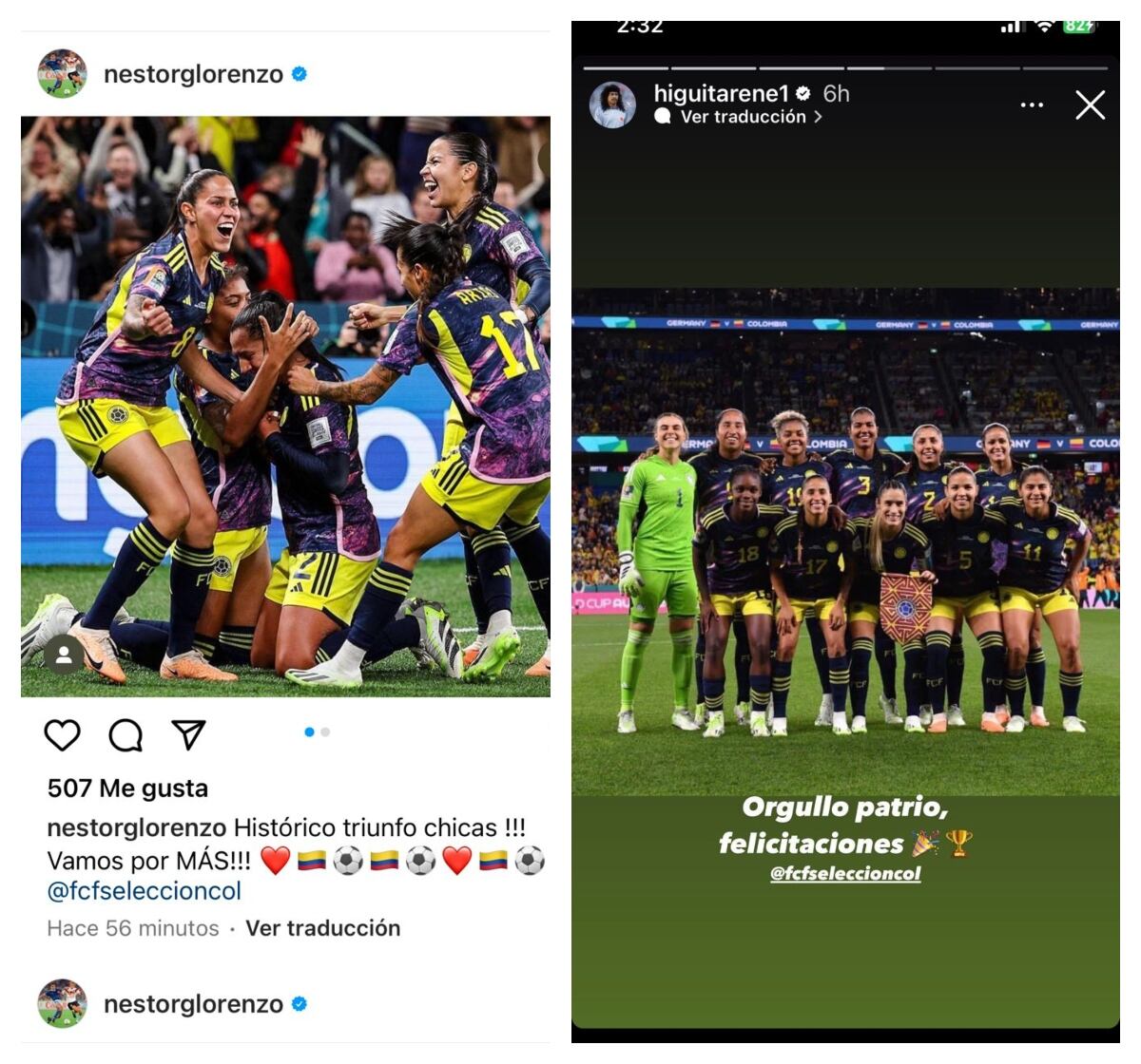 Nestor Lorenzo y René Higuita se unieron a las felicitaciones para la Selección Colombia femenina