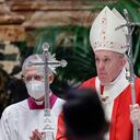 El Papa Francisco celebra la misa del Domingo de Ramos en la Basílica de San Pedro en el Vaticano, el domingo 28 de marzo de 2021 Foto: Giuseppe Lami / Foto de Pool vía AP.