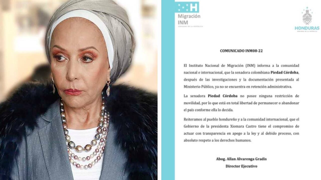 Piedad Córdoba fue liberada por las autoridades de Honduras, luego de ser retenida por no reportar a las autoridades de este país la cantidad de 68.000 dólares americanos. Foto: montaje SEMANA.