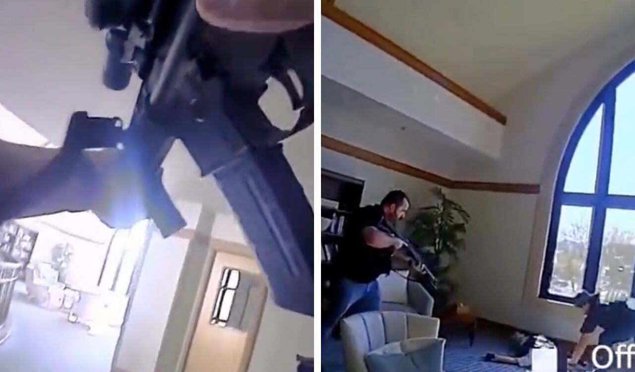 La cámara del policía registró el momento en que la asesina fue dada de baja