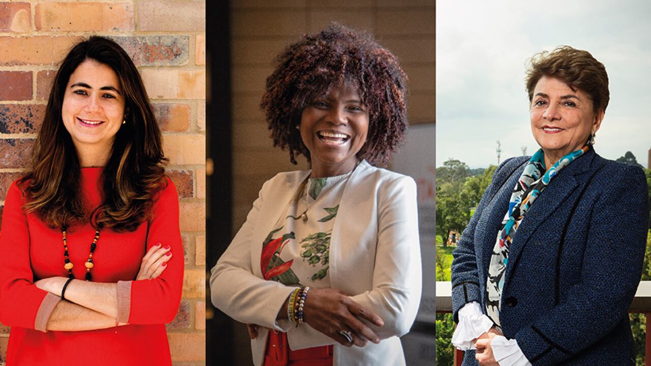 Dolly Montoya, rectora de la Universidad Nacional de Colombia; Mabel Gisela Torres, ministra de Ciencia y Tecnología y Mia Perdomo, cofundadora y CEO Aequales América Latina, participan en el Foro Mujeres Colombianas, mujeres que inspiran