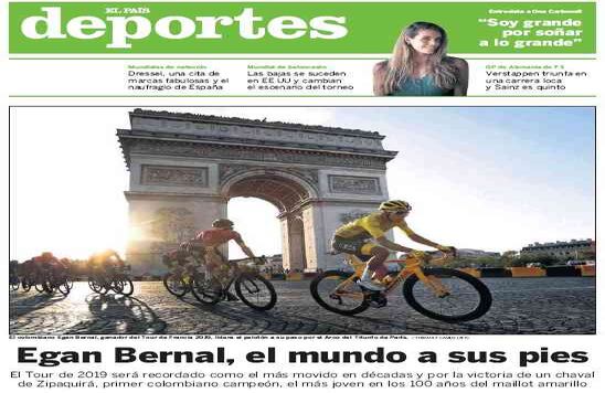 Para el diario español 'El País', Egan Bernal tiene un futuro promisorio y será uno de los protagonistas claves del ciclismo mundial de ahora en adelante .
