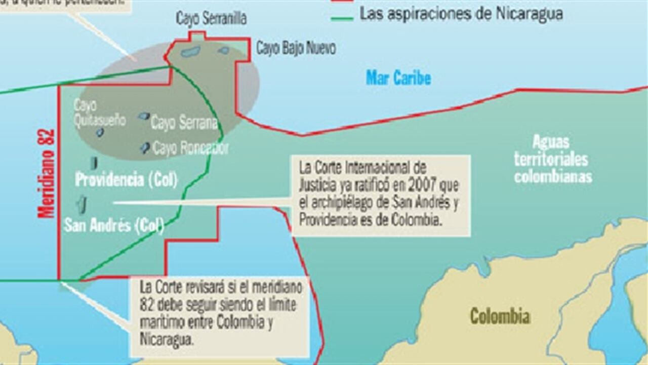 Nuevo límites marítimos entre Colombia y Nicaragua.