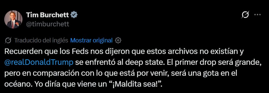 Tim Burchett lanzó una nueva advertencia sobre lo que estaría por revelarse en los documentos FANI.