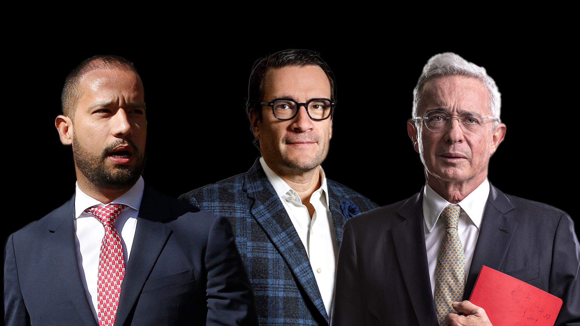 Diego Cadena, Iván Cancino y Álvaro Uribe