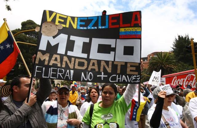 La marcha contra Chávez en Bogotá se desplazó hasta el centro de Bogotá. 