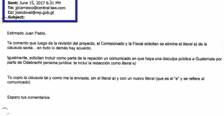 Aparte de uno de los correos conocidos por SEMANA y con los que la justicia de Guatemala investigaría al ministro de Defensa, Iván Velásquez.