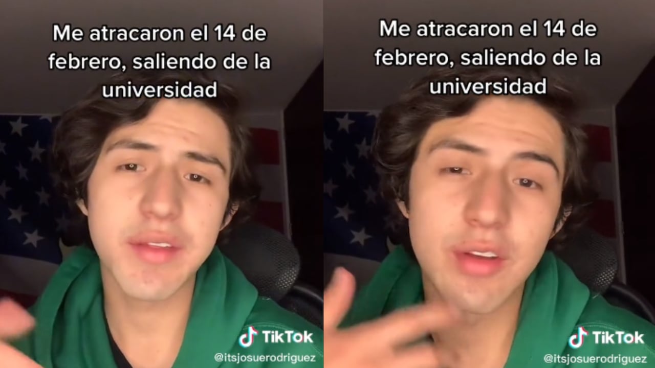 El joven Josué Rodríguez, creador de contenido en TikTok, dijo haber sido atracado el pasado 14 de febrero cuando salía de la universidad.