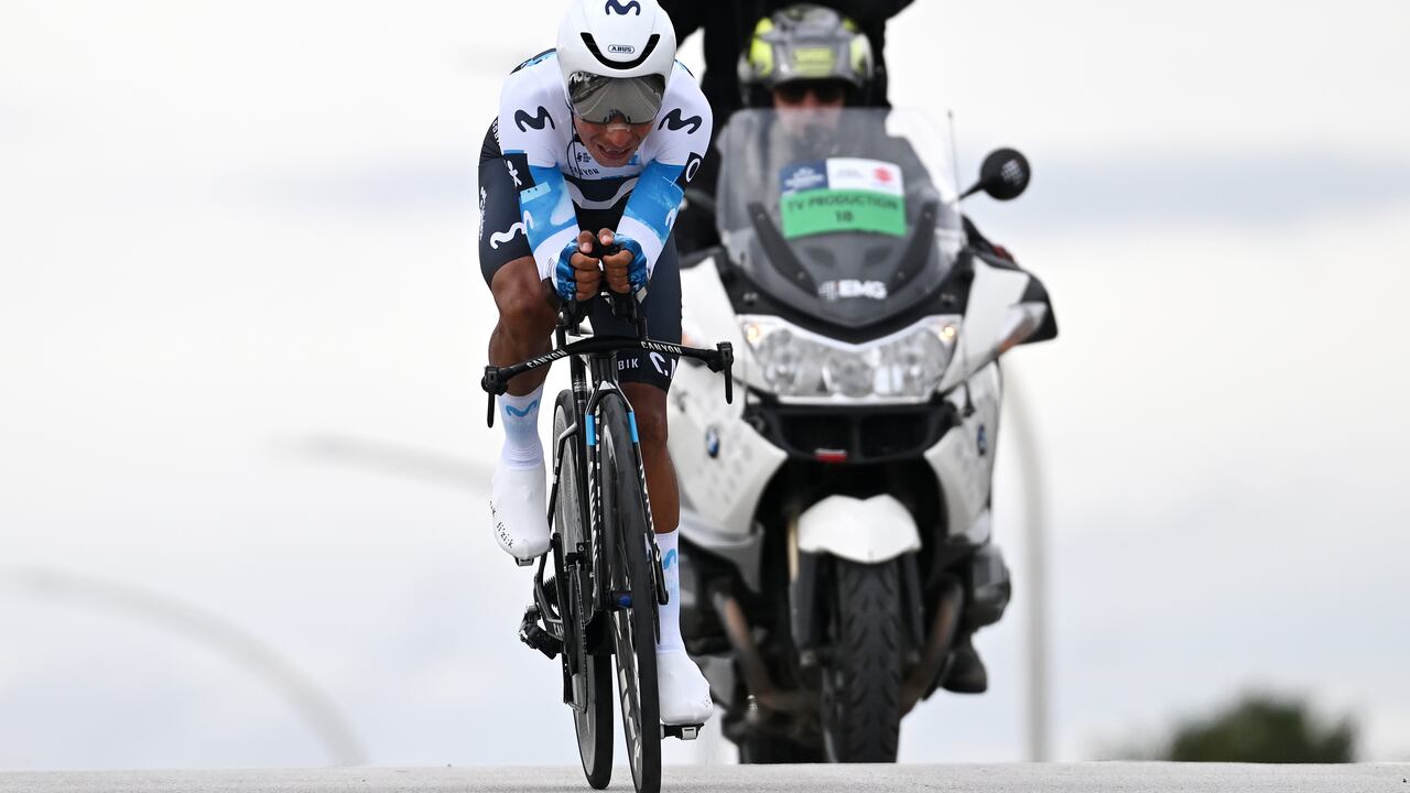 LIDO DI CAMAIORE, ITALY - MARCH 10: Nairo Quintana Rojas of Colombia and Movistar Team competes during the 60th Tirreno-Adriatico 2025, Stage 1 a 11.5km individual time trial stage from Lido di Camaiore to Lido di Camaiore / #UCIWT / on March 10, 2025 in Lido di Camaiore, Italy. (Photo by Tim de Waele/Getty Images)