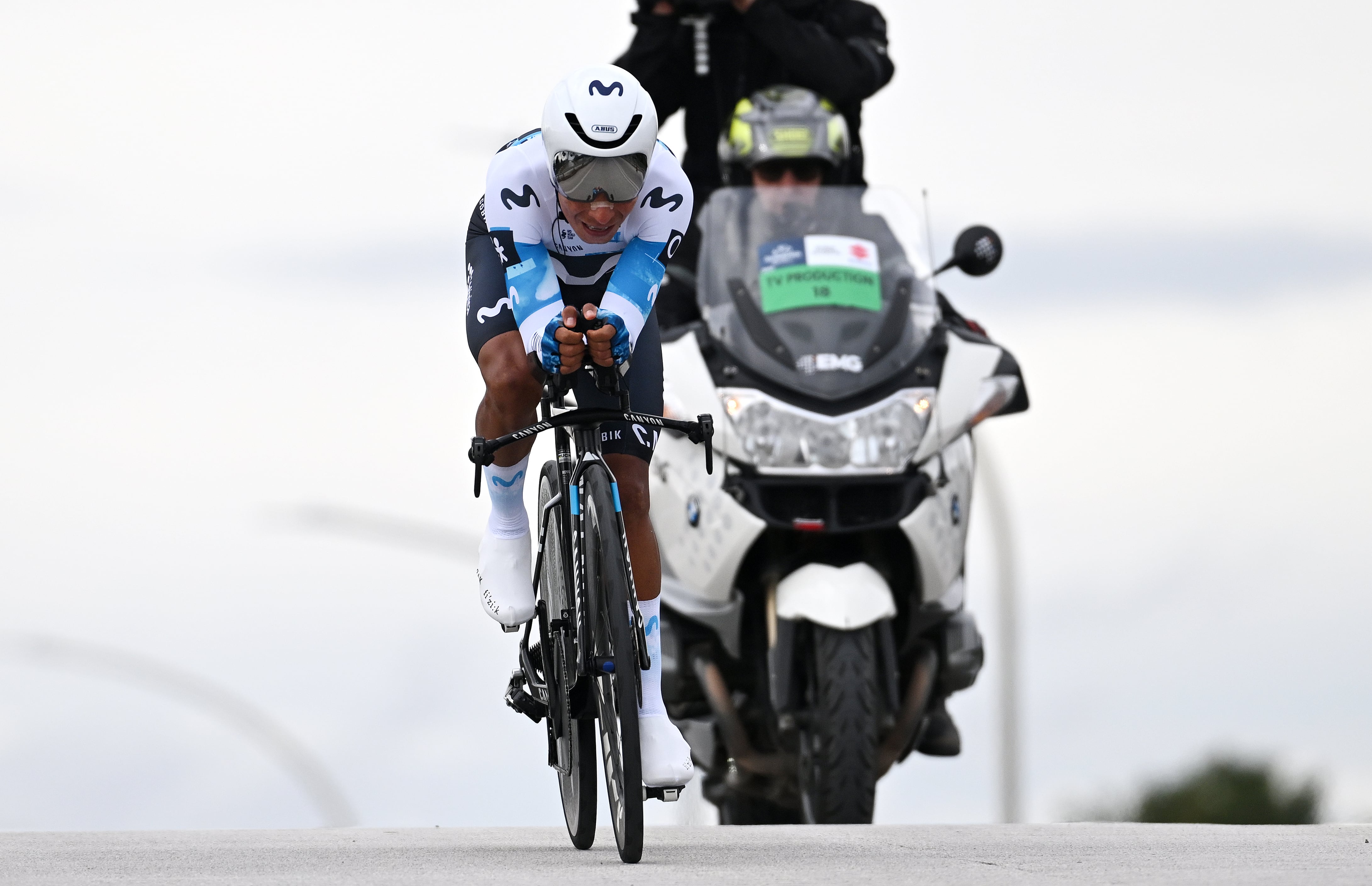 LIDO DI CAMAIORE, ITALY - MARCH 10: Nairo Quintana Rojas of Colombia and Movistar Team competes during the 60th Tirreno-Adriatico 2025, Stage 1 a 11.5km individual time trial stage from Lido di Camaiore to Lido di Camaiore / #UCIWT / on March 10, 2025 in Lido di Camaiore, Italy. (Photo by Tim de Waele/Getty Images)