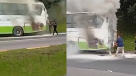 Bus se incendió en vía Bogotá-La Vega.