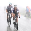 SAN MIGUEL DE AGUAYO, SPAIN - AUGUST 25: (L-R) Enric Mas Nicolau of Spain and Movistar Team and Remco Evenepoel of Belgium and Team Quick-Step - Alpha Vinyl compete in the chase group during the 77th Tour of Spain 2022, Stage 6 a 181,2km stage from Bilbao to Ascensión al Pico Jano. San Miguel de Aguayo 1131m / #LaVuelta22 / #WorldTour / on August 25, 2022 in Pico Jano. San Miguel de Aguayo, Spain. (Photo by Justin Setterfield/Getty Images)