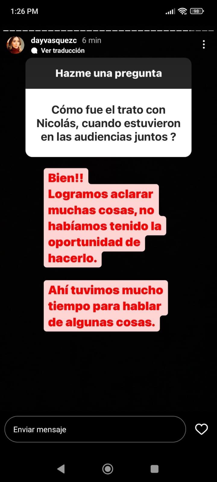 Day Vásquez se destapó con sus seguidores