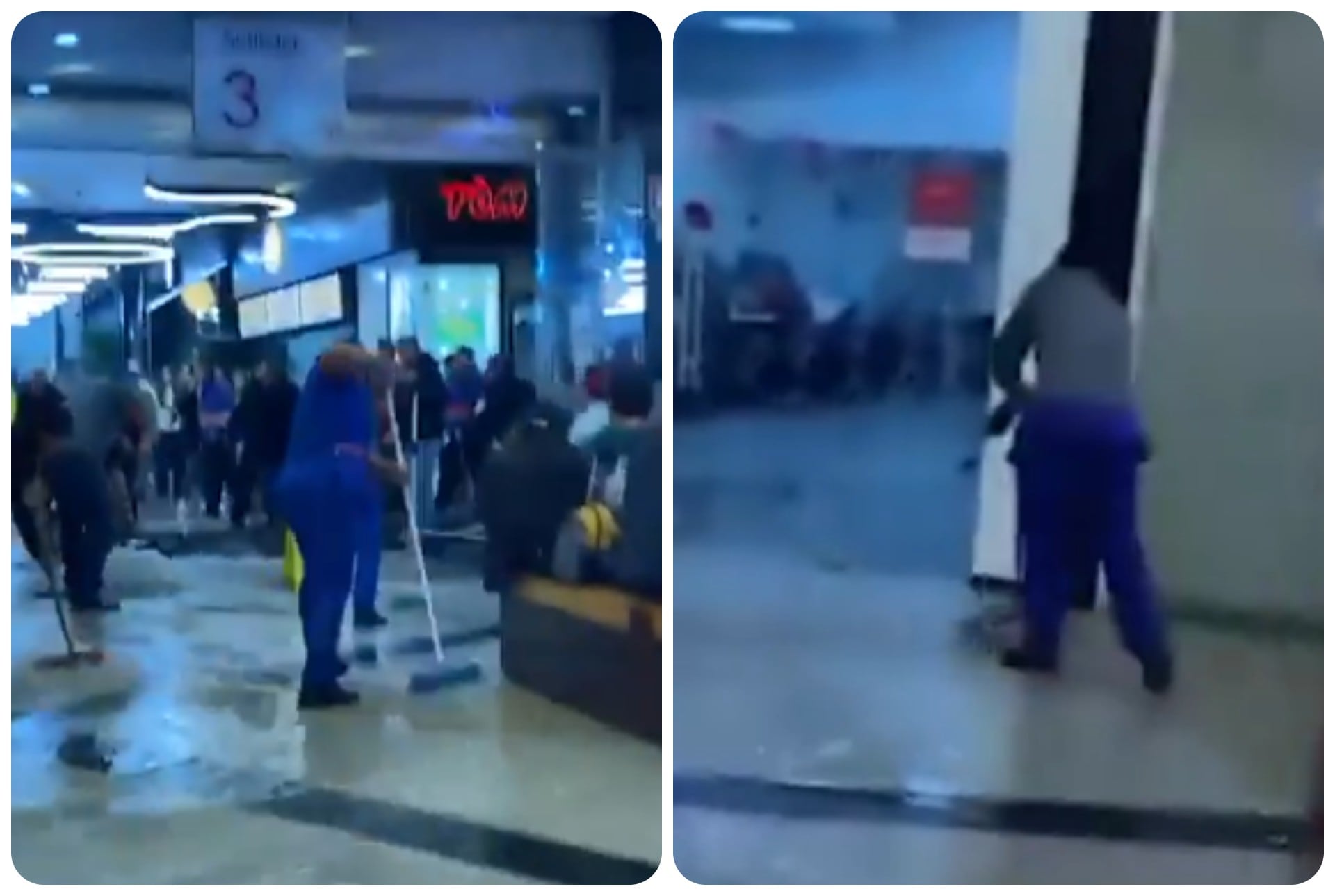 Inundación en el centro comercial Unicentro en Bogotá.