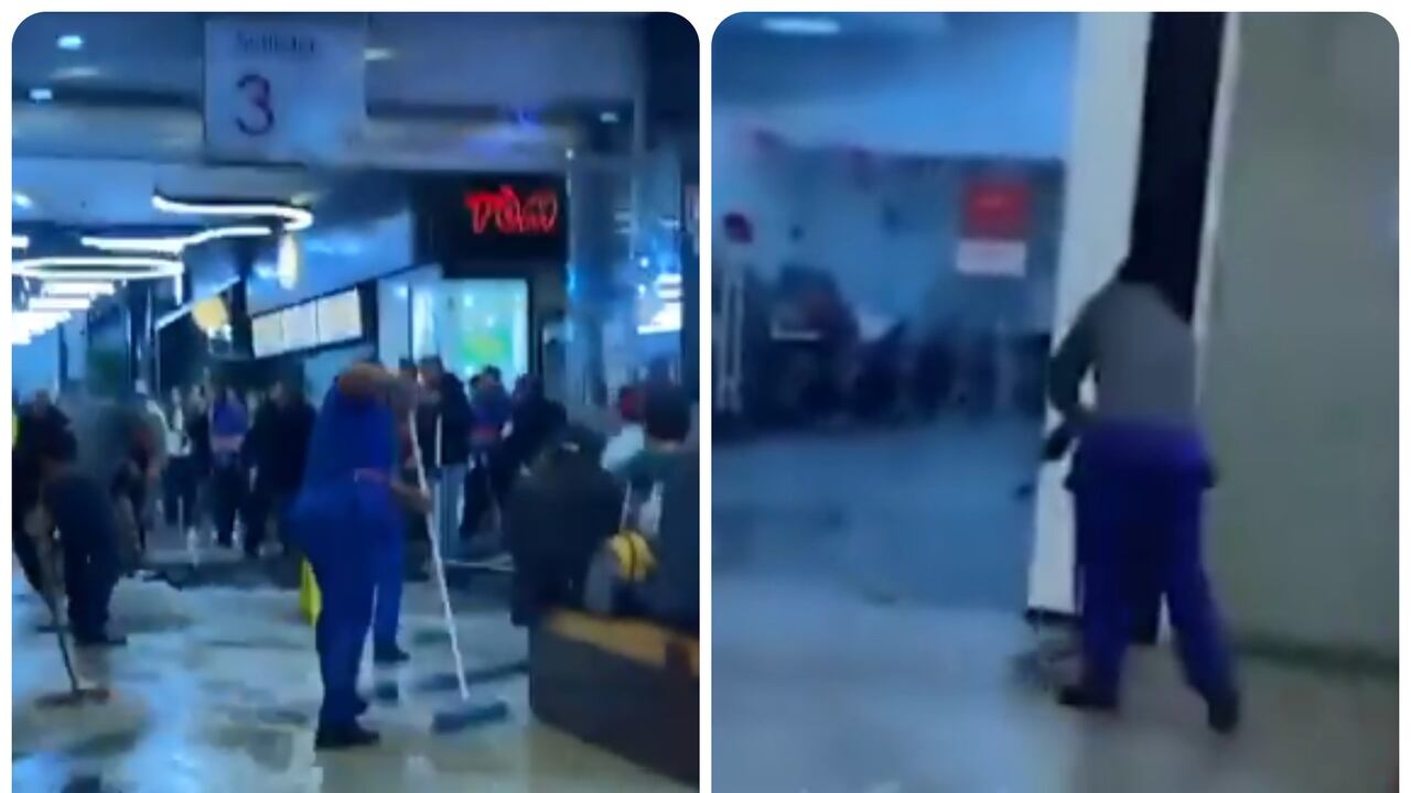 Inundación en el centro comercial Unicentro en Bogotá.