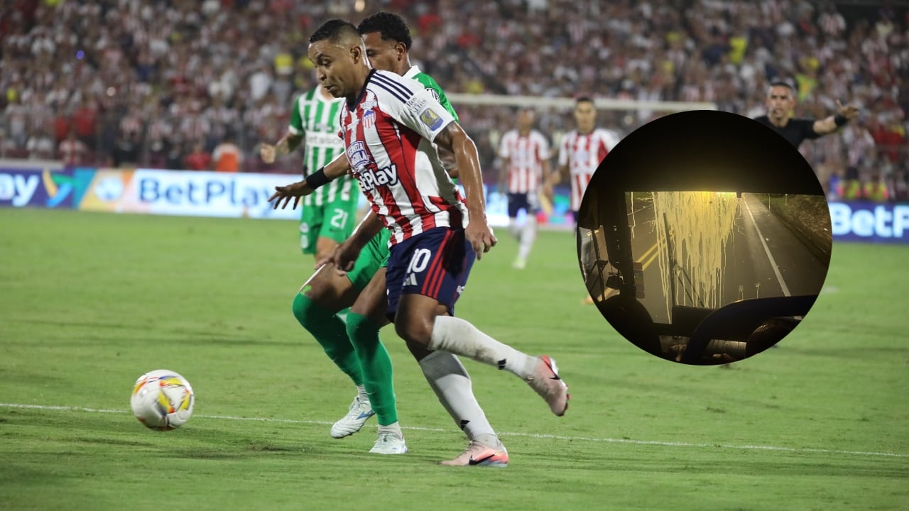 Final Junior vs. Nacional y la forma en la que quedó el bus del equipo de Barranquilla.