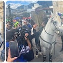 El senador del Centro Democrático, Alirio Barrera, y su caballo antes de ingresar al Congreso.