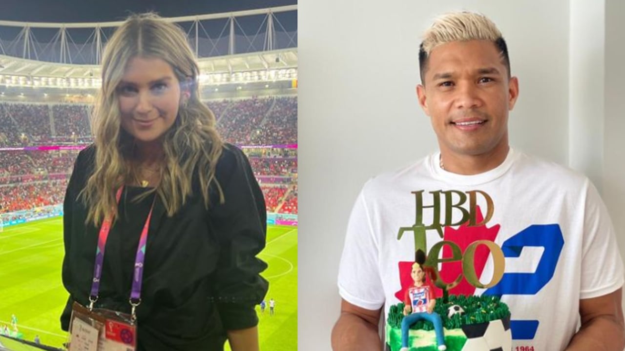 La periodista Andrea Guerrero y el delantero Teófilo Gutiérrez.
