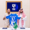 Neymar en la presentación con el Al-Hilal de Arabia Saudita