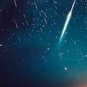 Ilustración de una lluvia de estrellas vista desde la Tierra