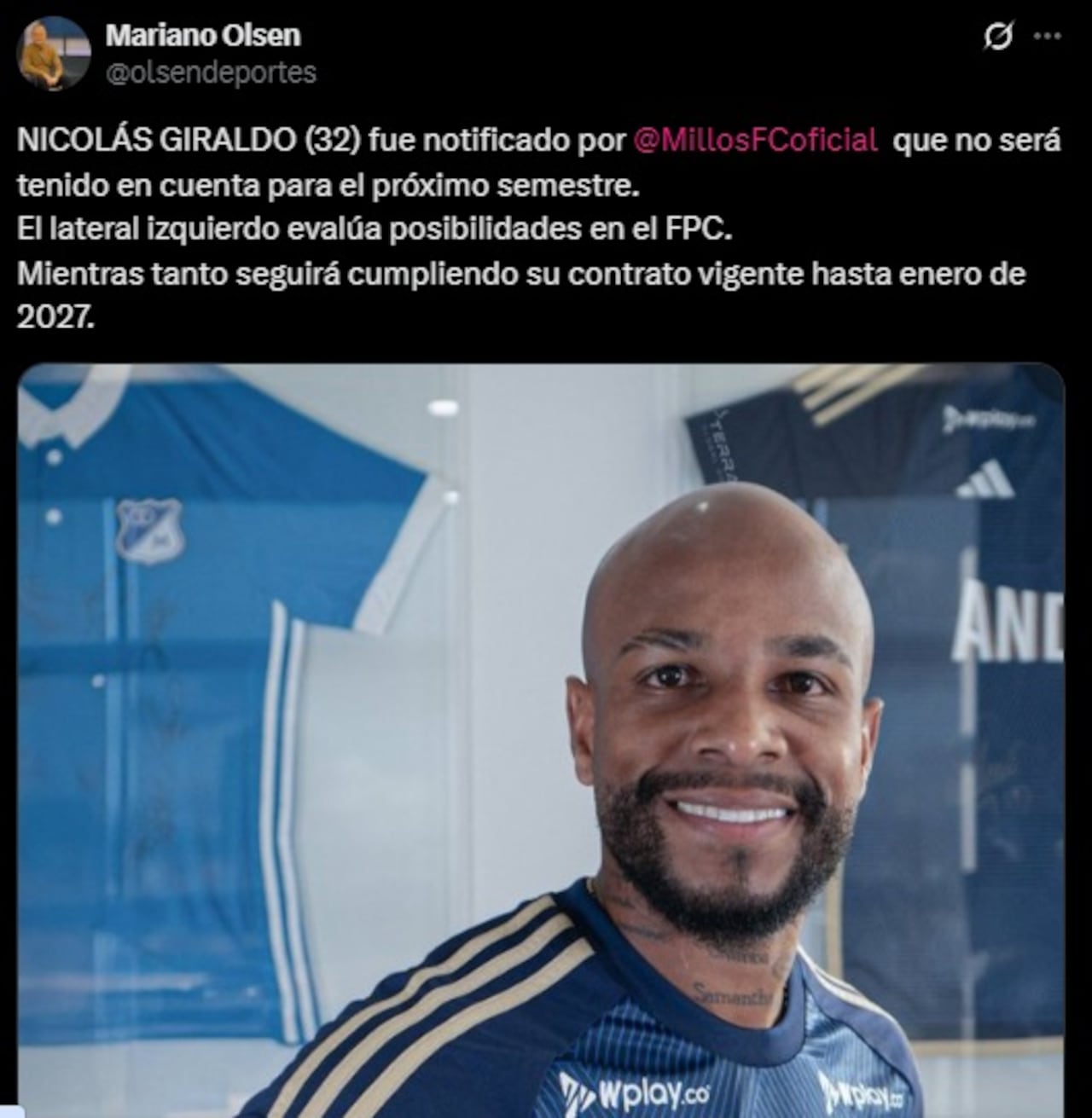 Pantallazo X: @olsendeportes