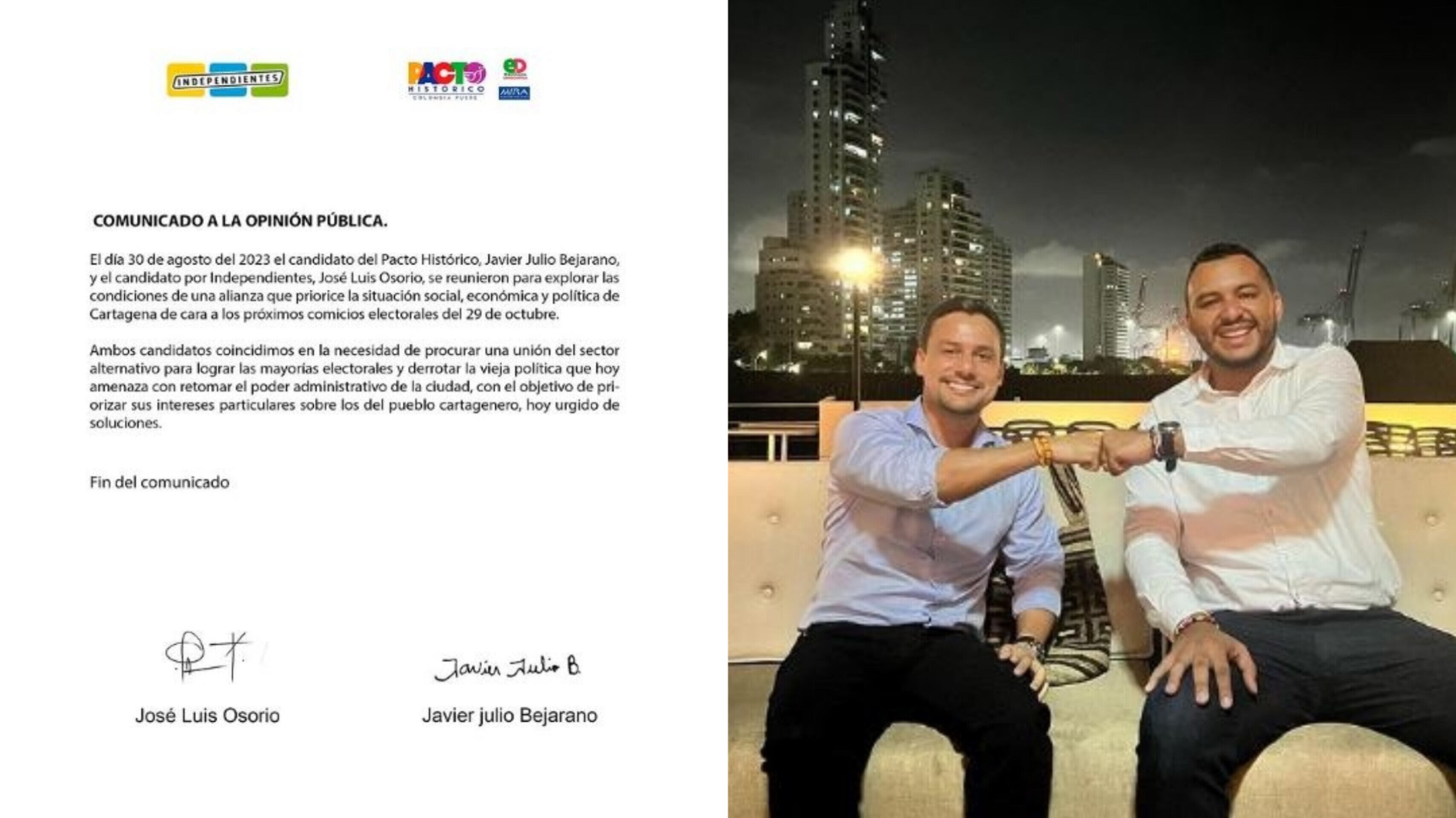 Posible alianza entre el Pacto Histórico e Independientes en Cartagena