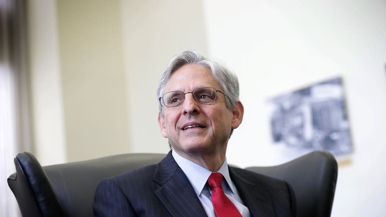WASHINGTON, DC - MAY 10: Supreme Court nominee Merrick Garland, chief judge of the D.C. Circuit Court, during a meeting with U.S. Sen. Brian Schatz (D-HI) May 10, 2016 on Capitol Hill in Washington, DC. Garland continued to place visits to Senate members after he was nominated by President Barack Obama to succeed the late Justice Antonin Scalia. (Photo by Alex Wong/Getty Images)