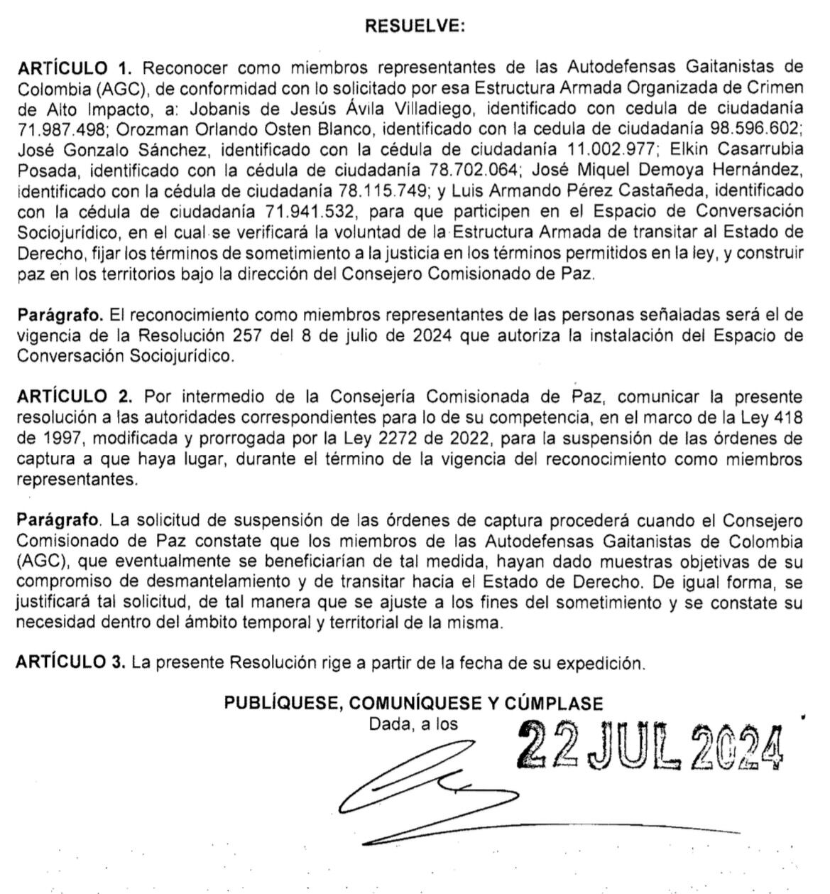 Resolución presidente Petro Clan del Golfo