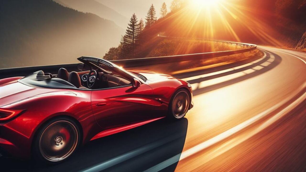 Automóvil viajando a alta velocidad por carretera