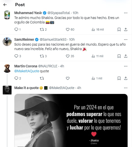 Mensaje de Año Nuevo de Shakira